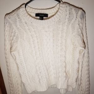 Forever 21 White Knitted Sweater Size Small